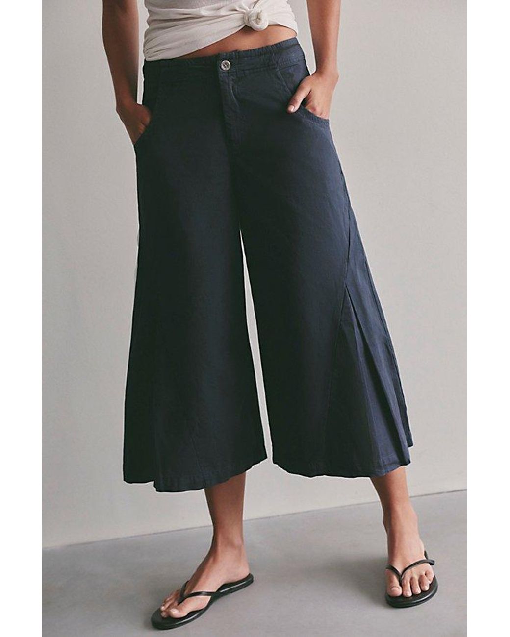 Free People Black Two Step Crop Chino Pants