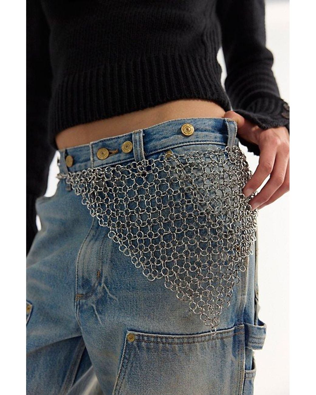 Free People White Bex Bandana Chainmail Belt