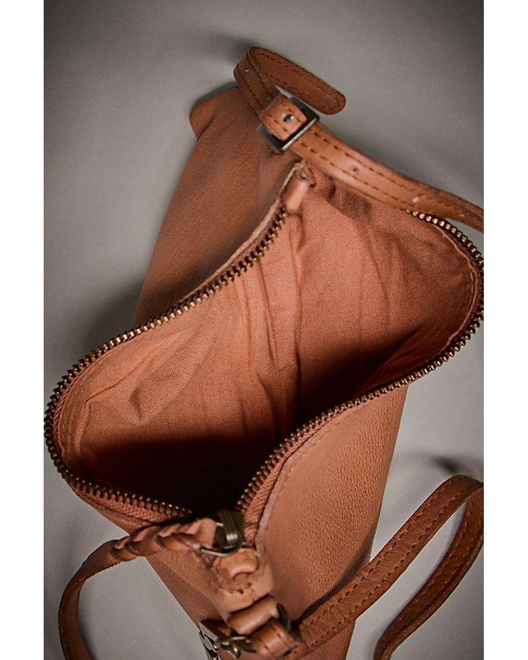 Free People Gray Sutton Leather Shoulder Bag