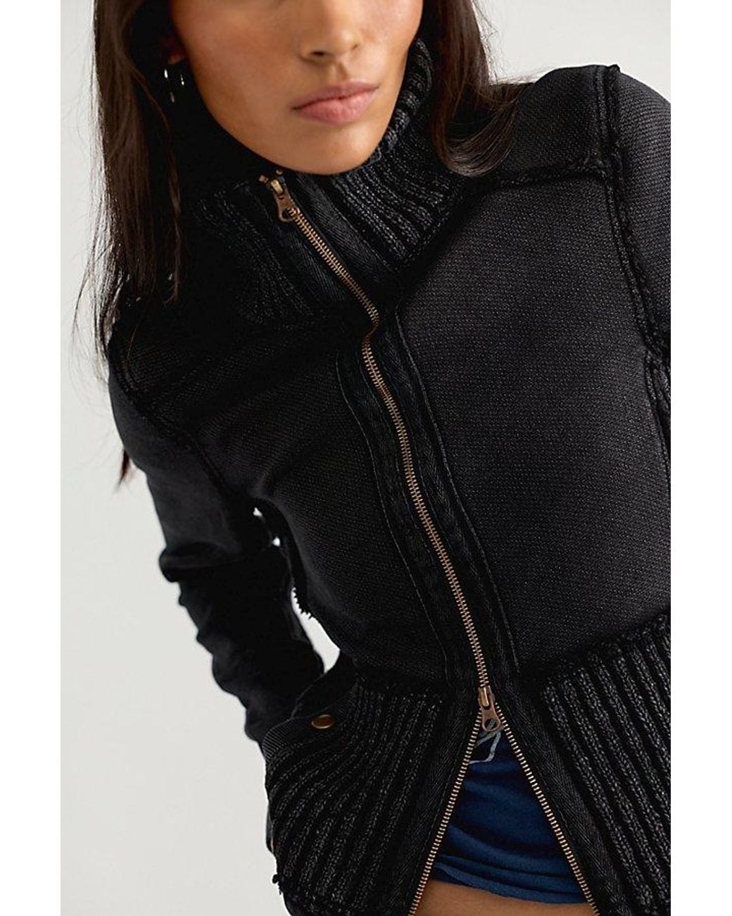 Free People Black We The Free My Inn Zip-Up