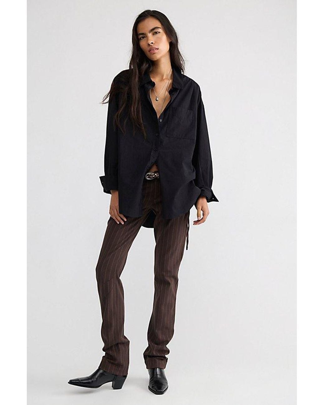 Free People Black We The Free Lexi Poplin Button Down Shirt