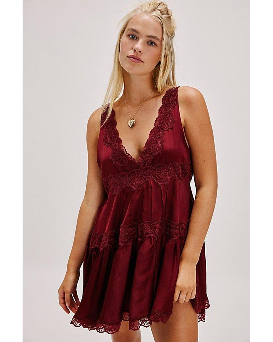 Intimately By Free People Red In This Groove Mini Slip Dress By
