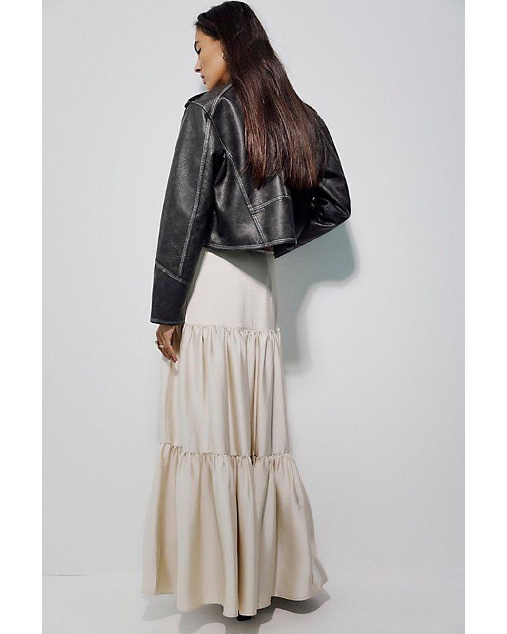 Free People Natural Juliette Satin Maxi Skirt
