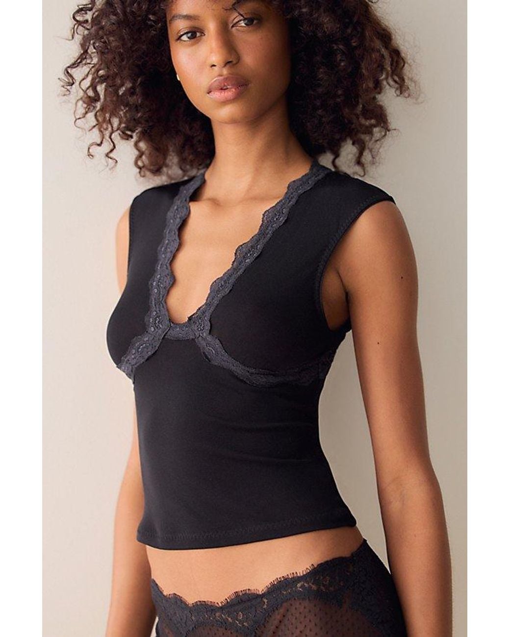 Intimately By Free People Black Perfect Frame Muscle Tank Top By