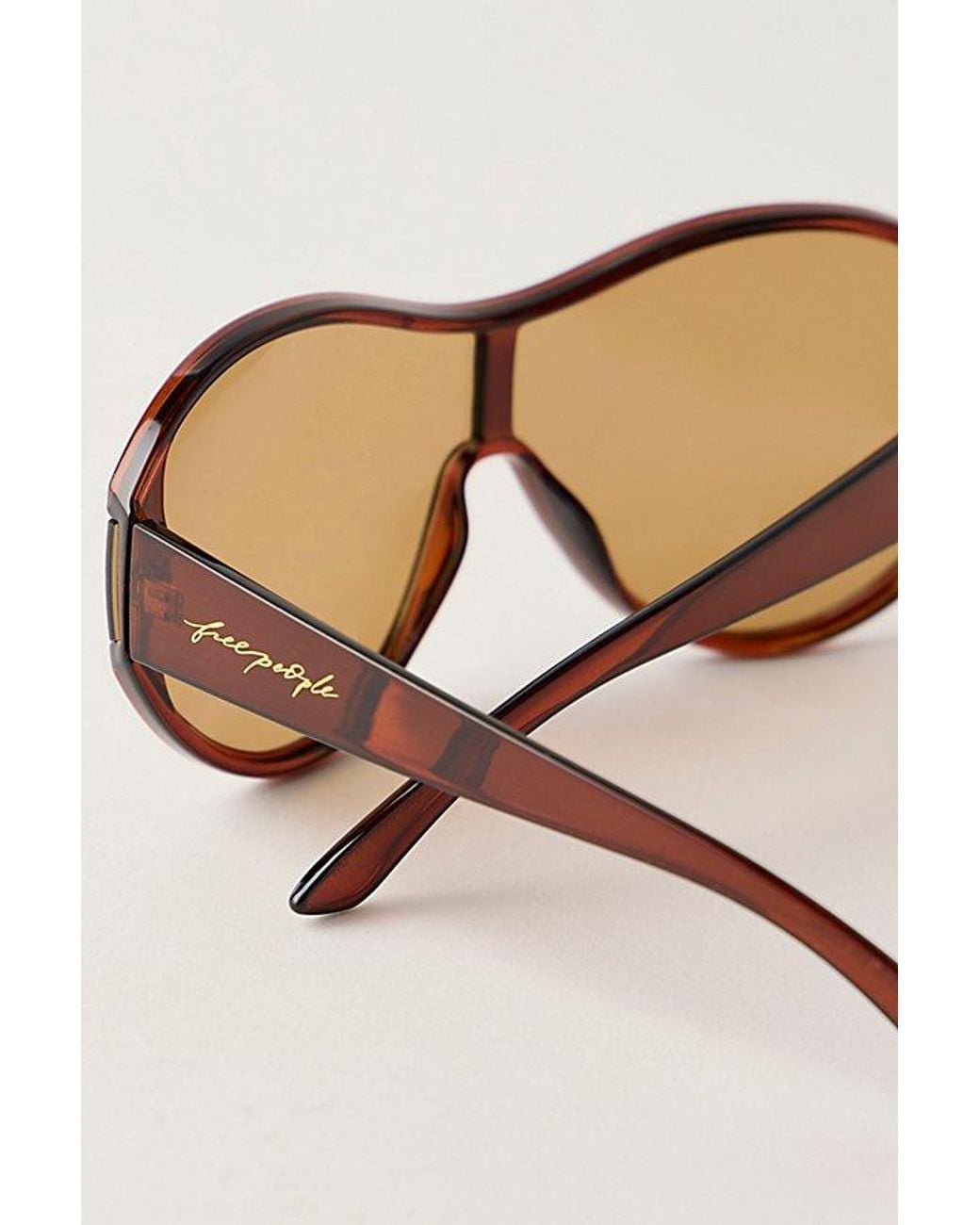 Free People Brown Elsa Oversized Shield Sunglasses