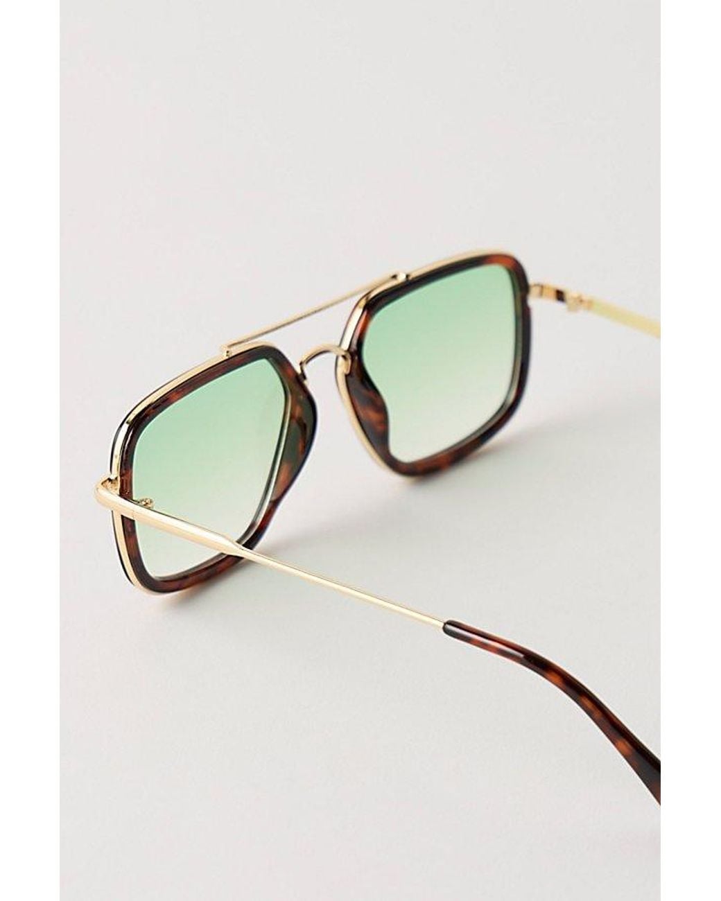 Free People Green Luna Classic Tinted Aviator Sunglasses