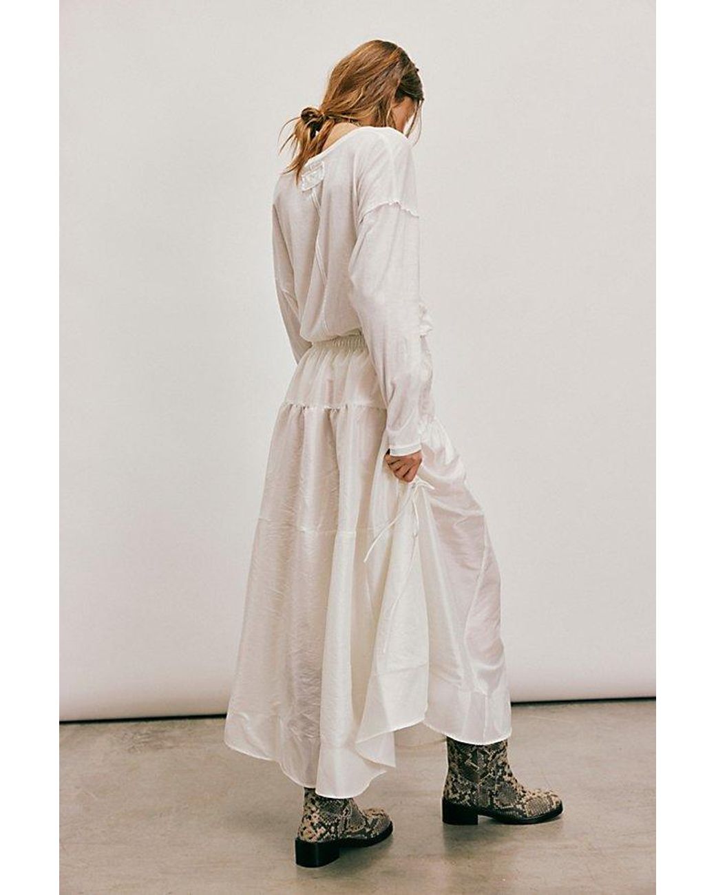 Free People Emery Drop-waist Midi Skirt | Lyst