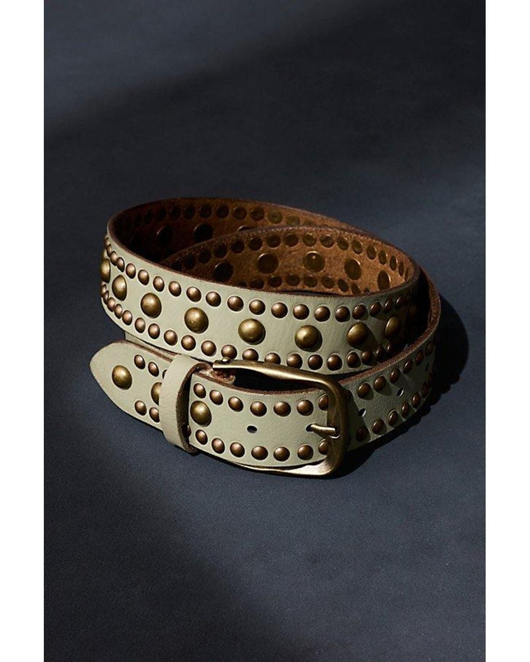 Free People Gray Sola Stud Belt At Free People In Matcha, Size: S/m