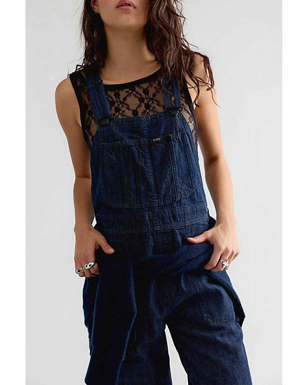 Lee Jeans Blue Striped Slim Straight Overalls