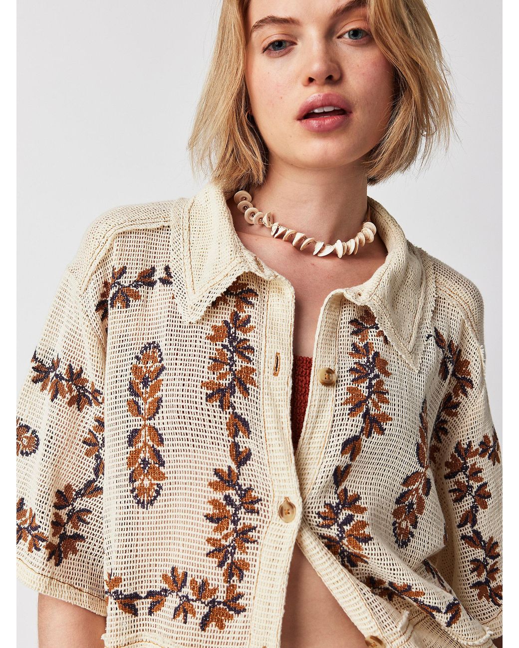 Free People We The Free Costa Brava Shirt in Natural | Lyst