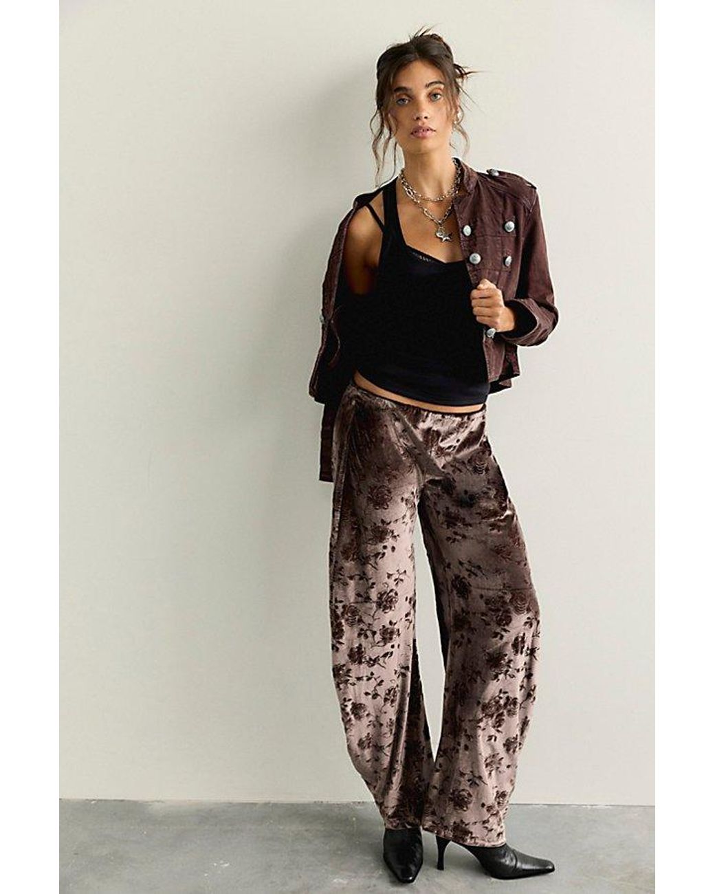 Free People Black Radiance Velvet Pull-On Pants