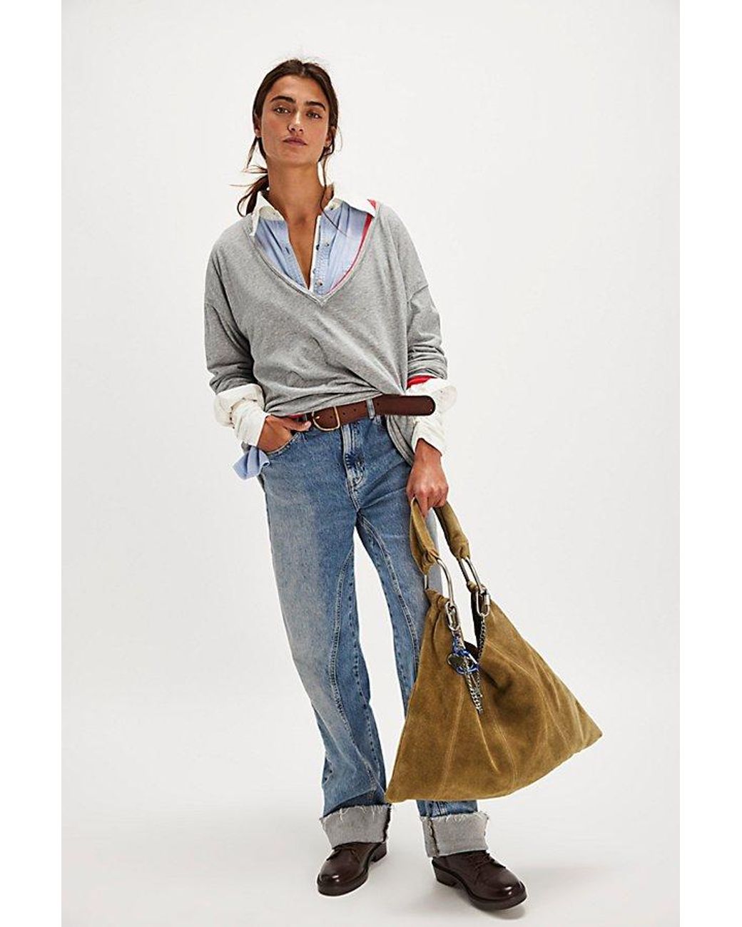 Free People Bobbi Slouch Suede Tote | Lyst