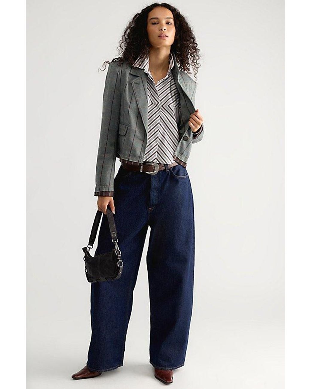 Agolde Black Agnes Striped Button Down Shirt