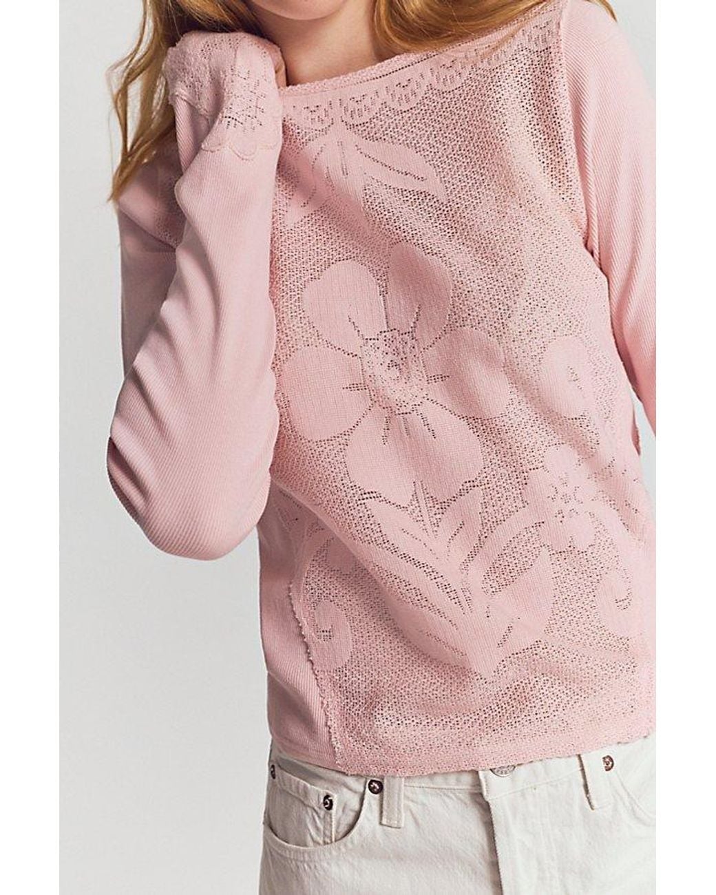 Free People Pink Delilah Long Sleeve Top