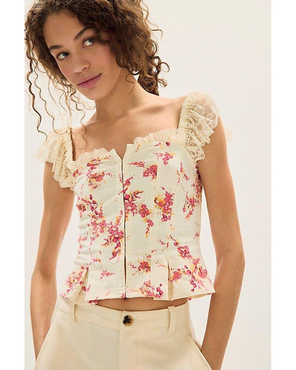 Free People Natural Bonnie Lace Top