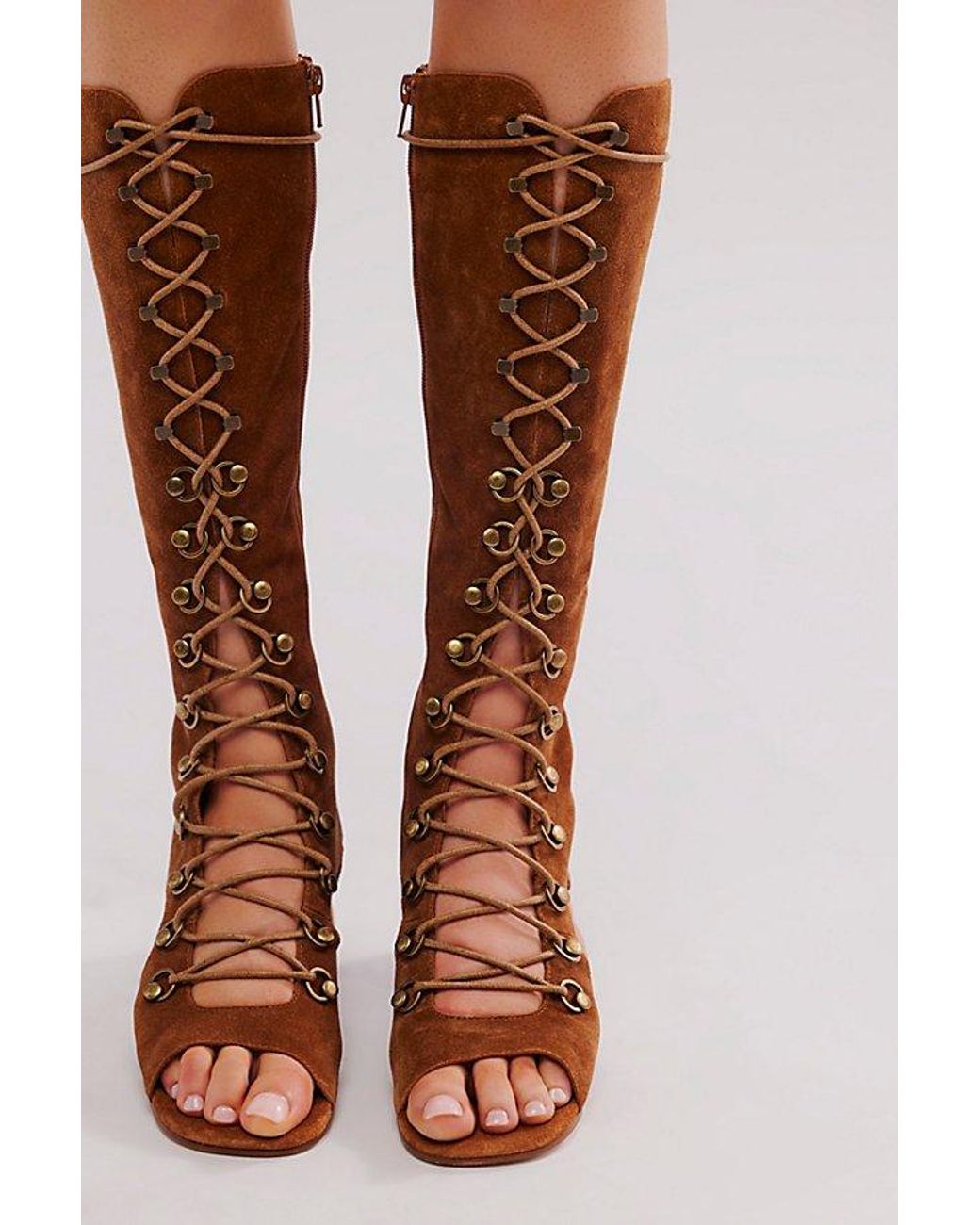 Jeffrey Campbell Hera Peep Toe Boots in Brown Lyst