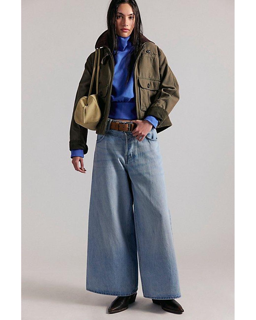 Free People Blue Fall Breeze Turtleneck Top