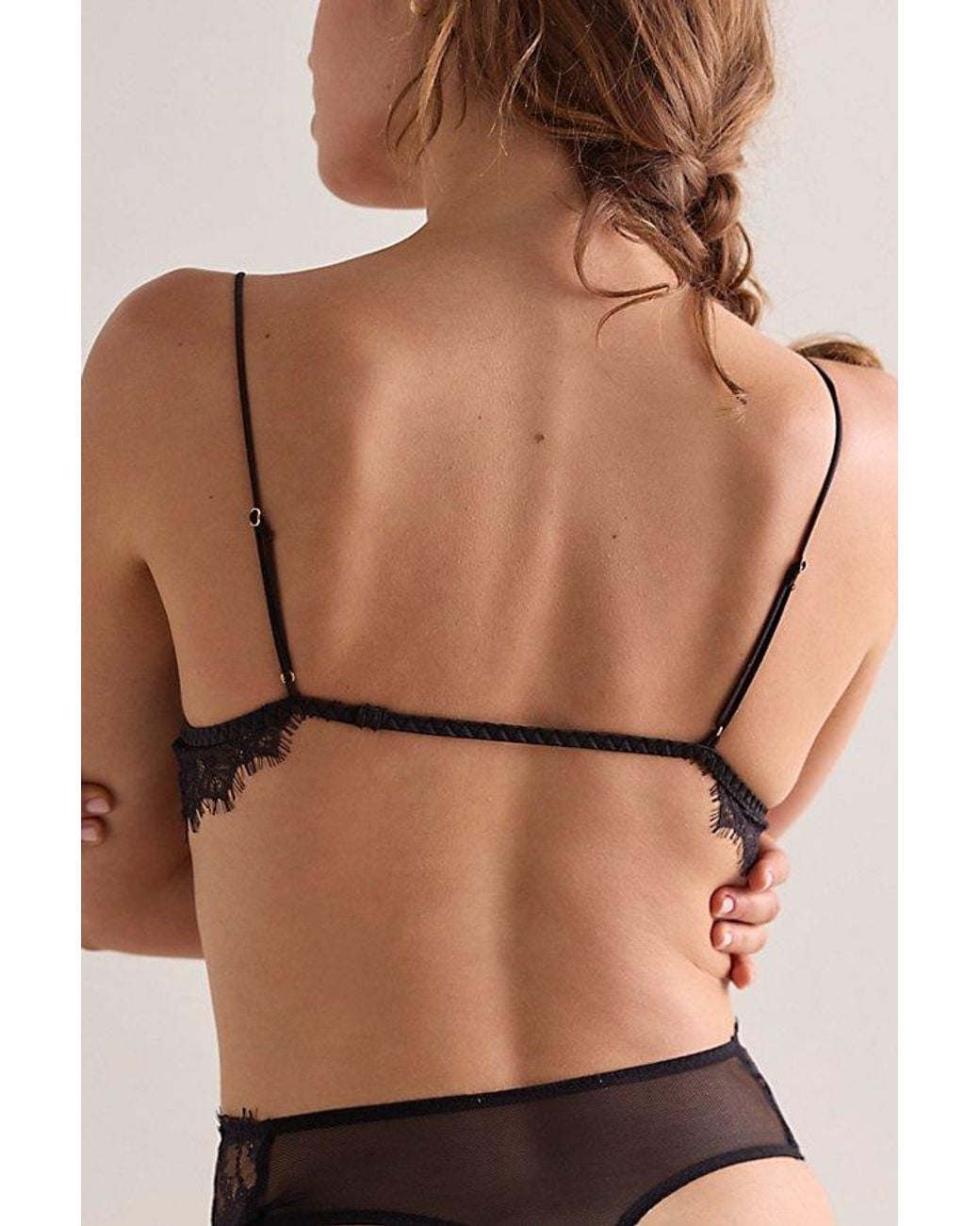 Intimately By Free People Black Lacebound Longline Triangle Bralette By