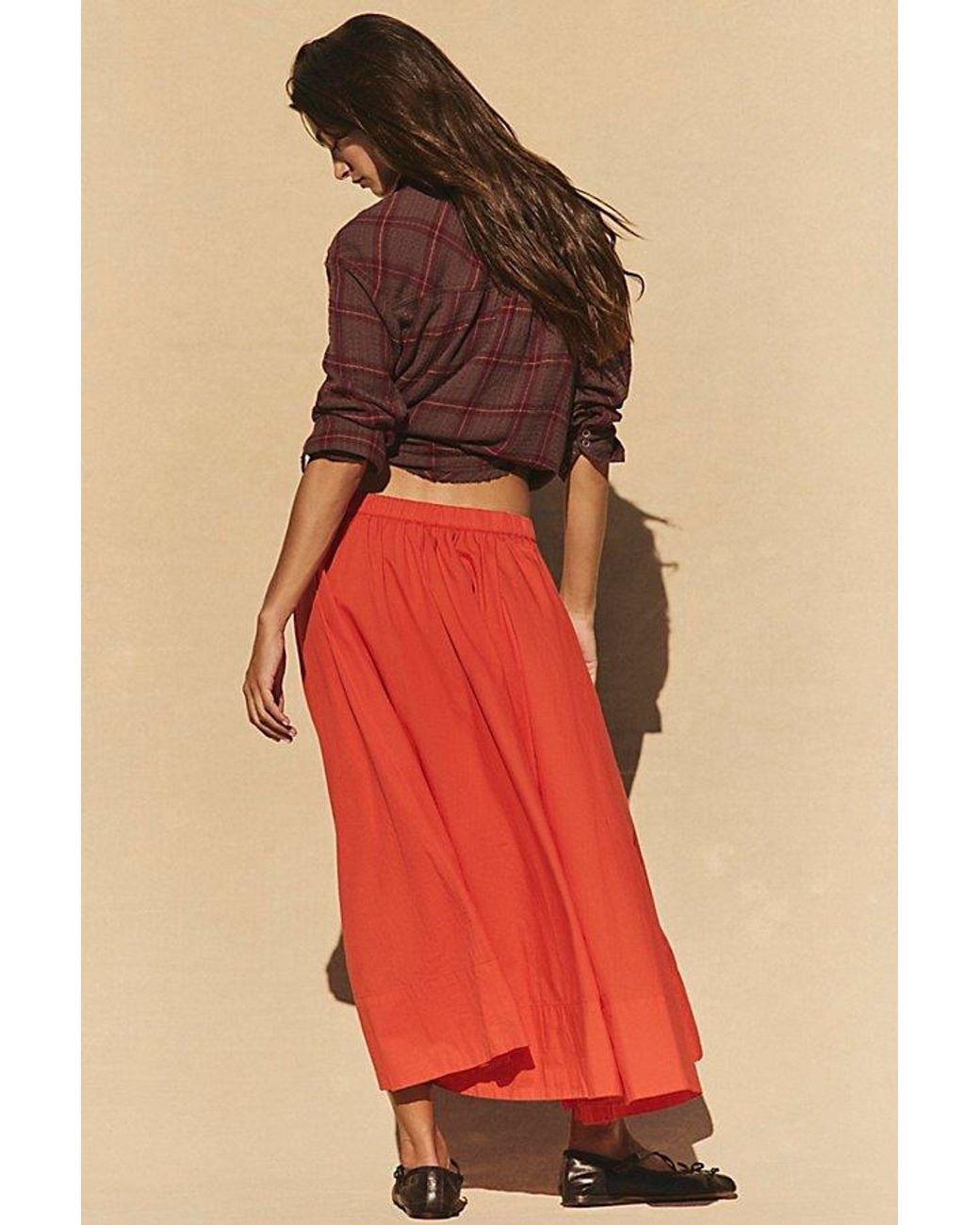 free-est Red Lowen Midi Skirt By