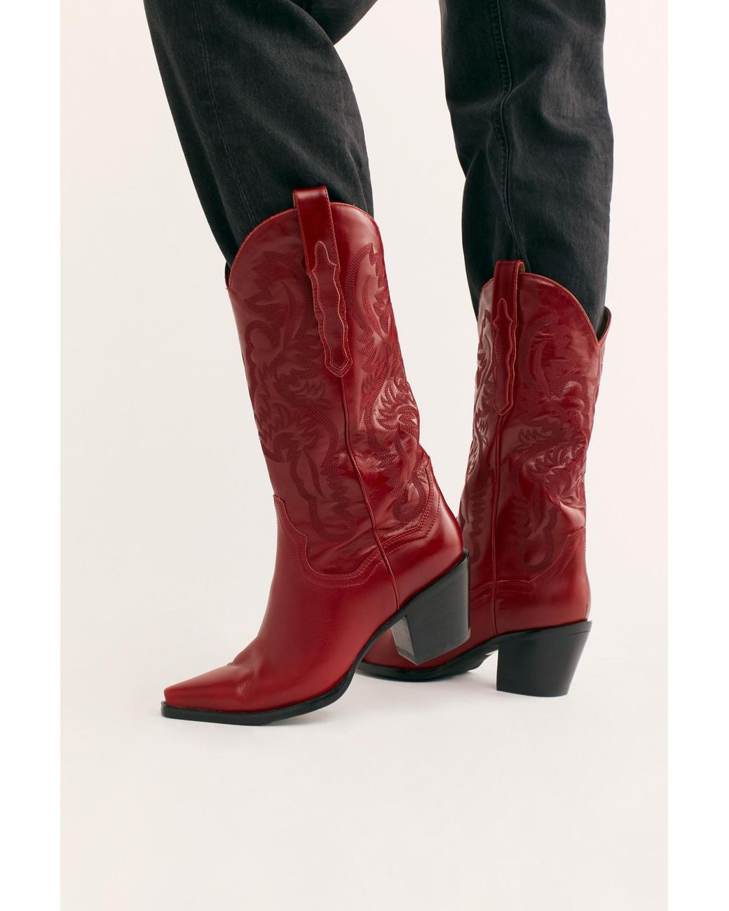 Free People Dagget Western Boots By Jeffrey Campbell in Red Lyst