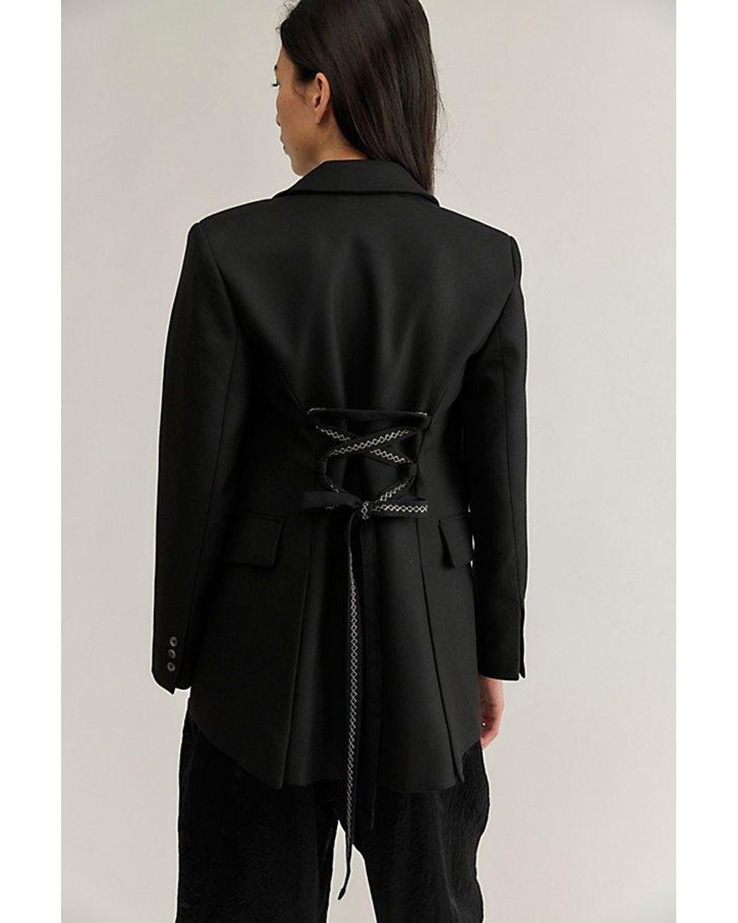 Free People Black Caspar High Low Blazer Jacket