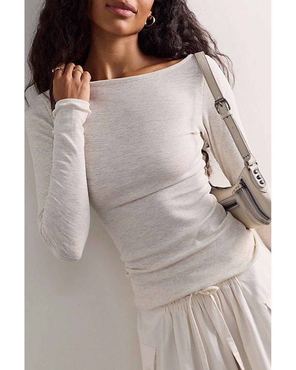 Intimately By Free People Gray Keeping It Light Ribbed Boat Neck Top By