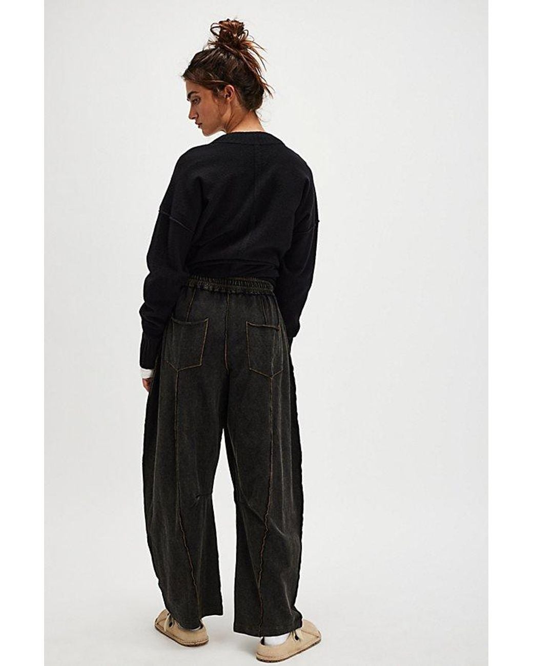 Free People Black Kaiden Barrel Trousers