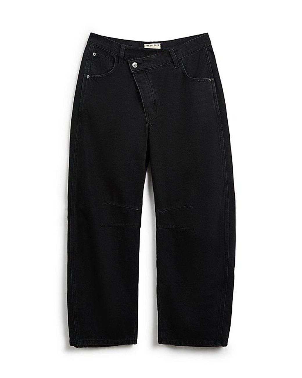 Free People Blue Good Luck Crossover Barrel Jeans