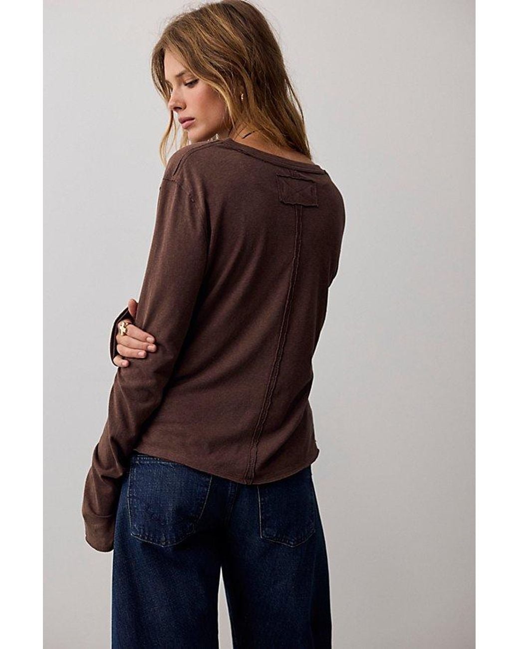 Free People Brown Nova Long-Sleeve Tee