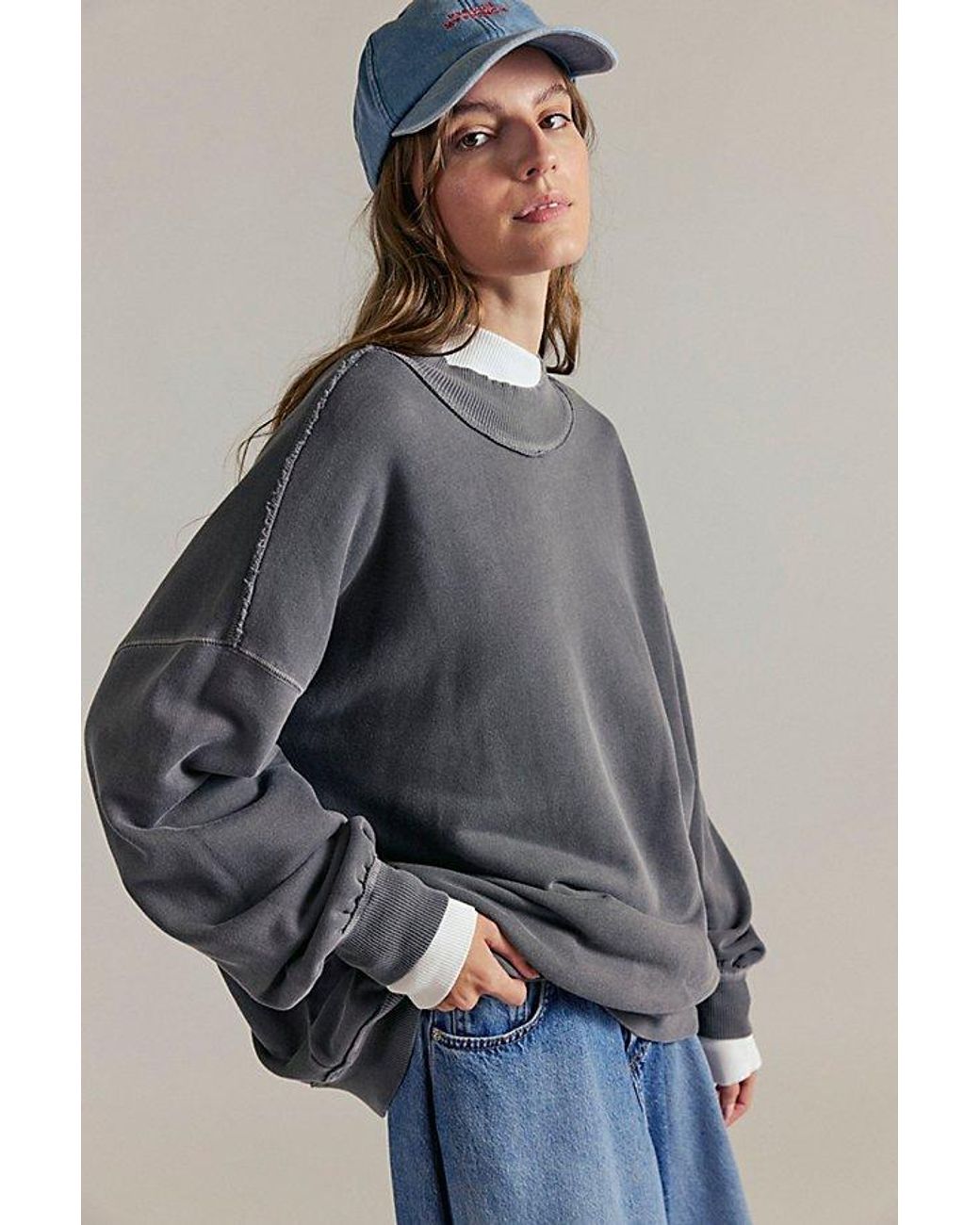 Free People Gray Palm Springs Pullover