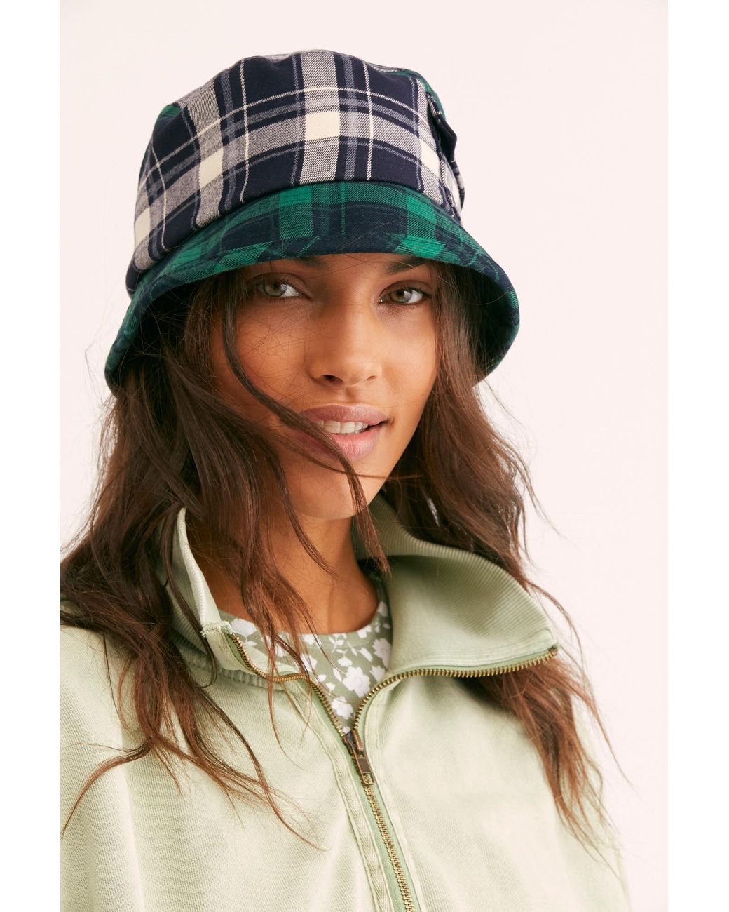 Plaid Bucket Hat in Blue 