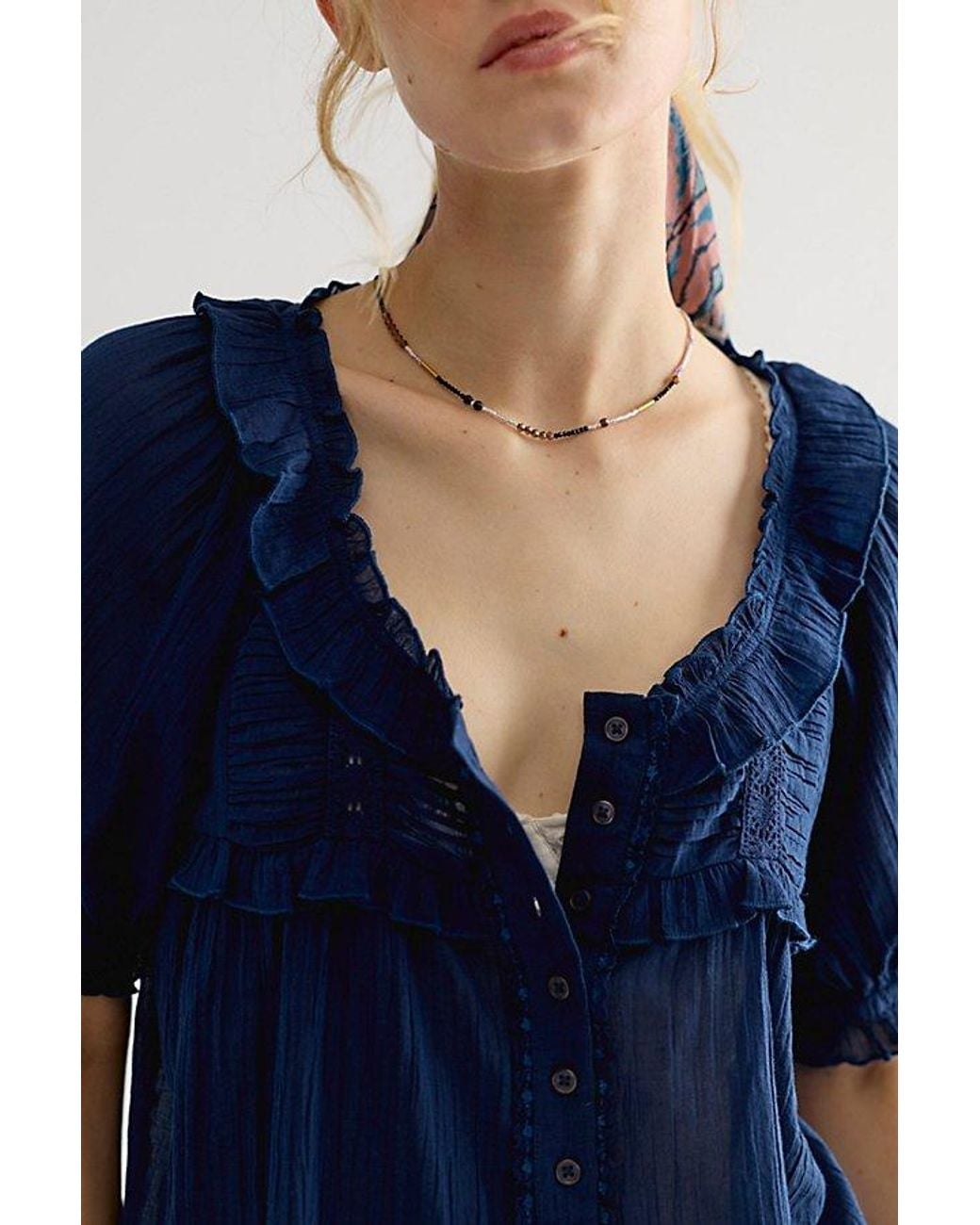 Free People Blue Sweet Nothings Blouse