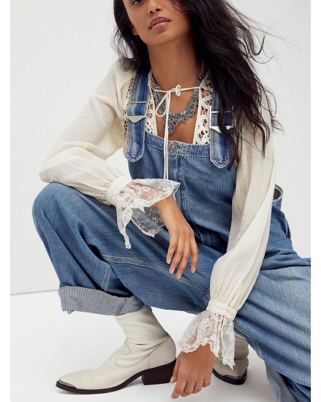 Free People We The Free Hunter Denim Overall in Blue | Lyst
