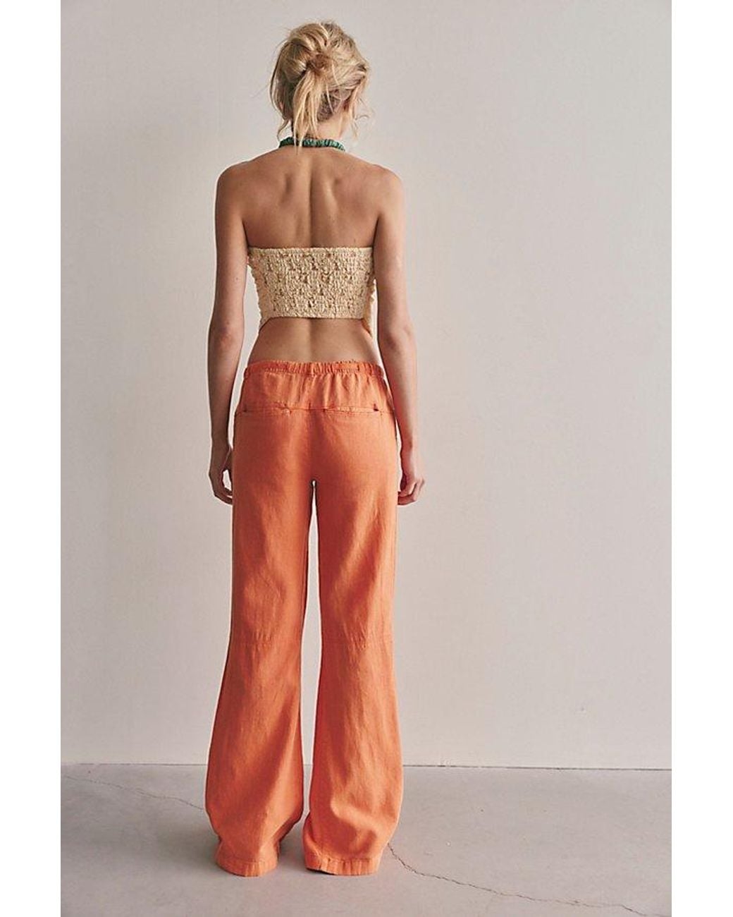 Free People Multicolor Break The Ice Linen Slouch Flare Pants