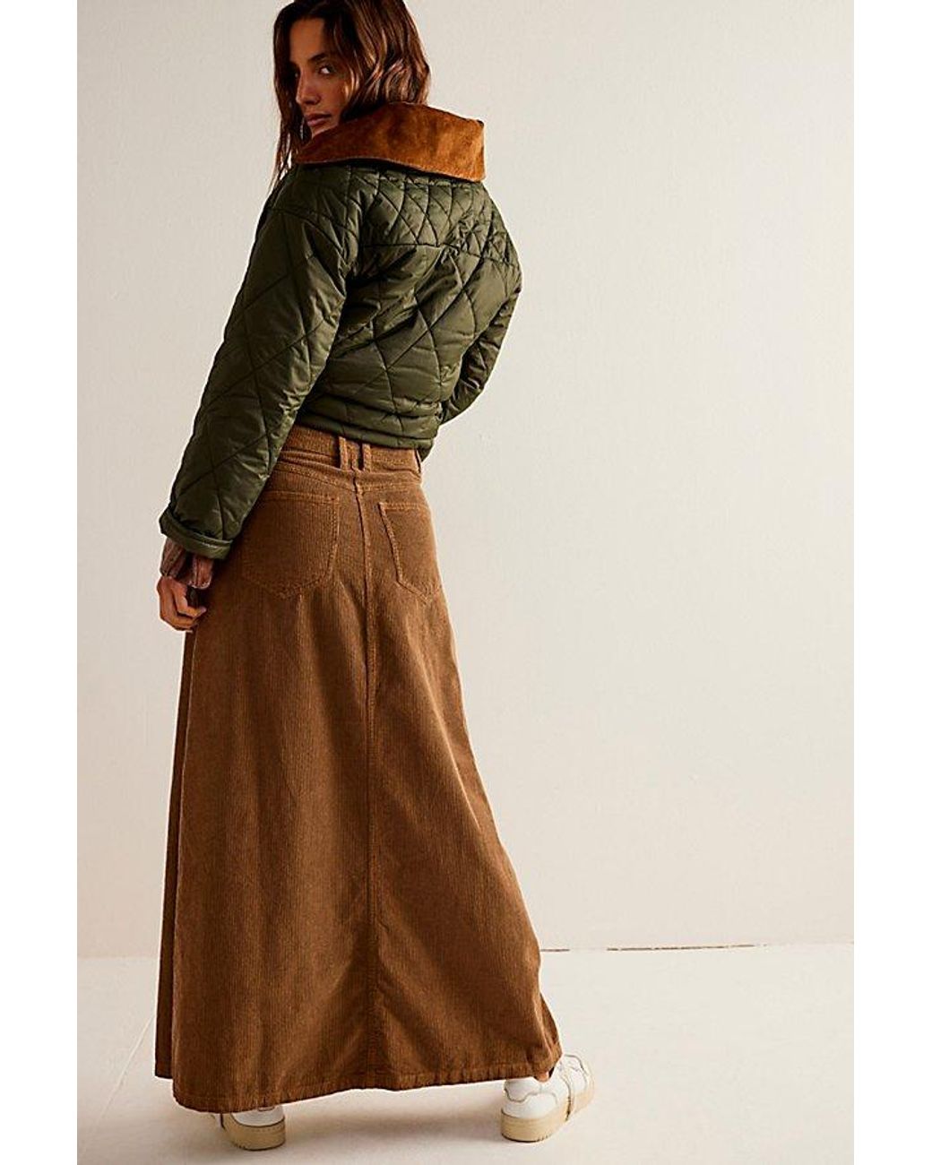 Brown corduroy maxi skirt online