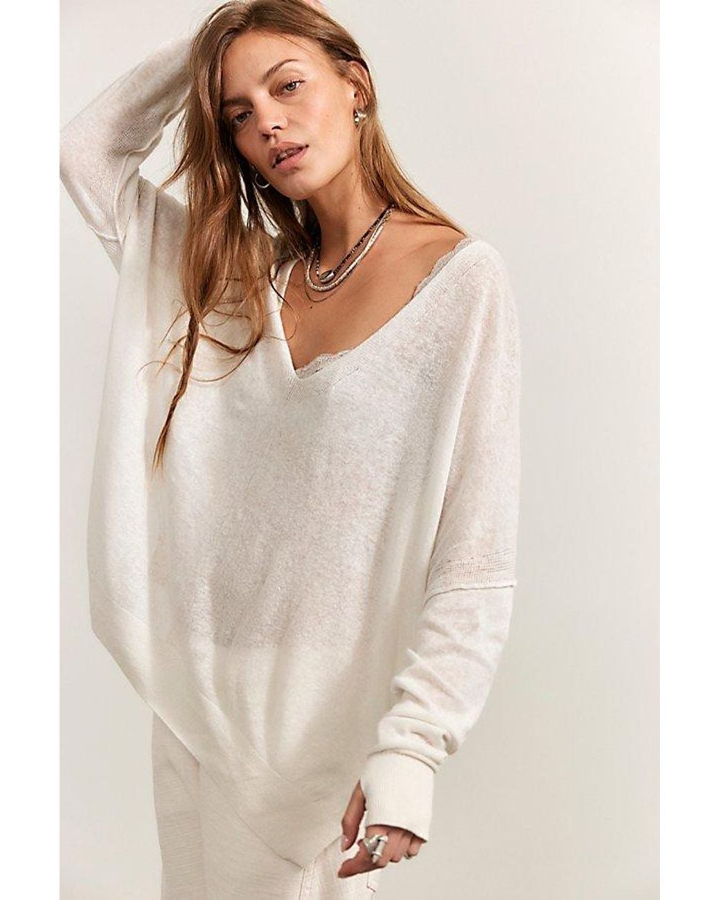 Free People Natural Sweet Tea Fine Gauge Pullover