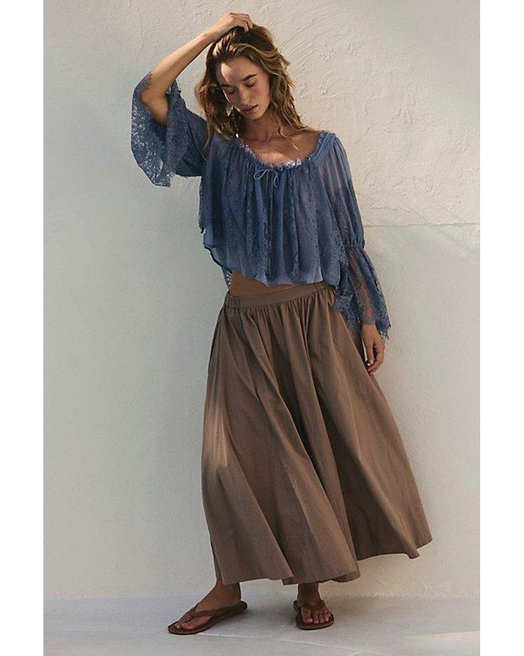 free-est Natural Lowen Midi Skirt