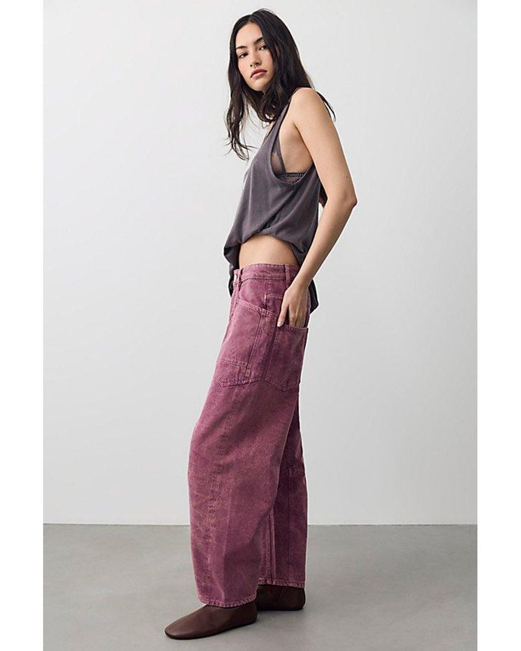 Free People Red We The Free Minimalist Moxie Barrel Jeans