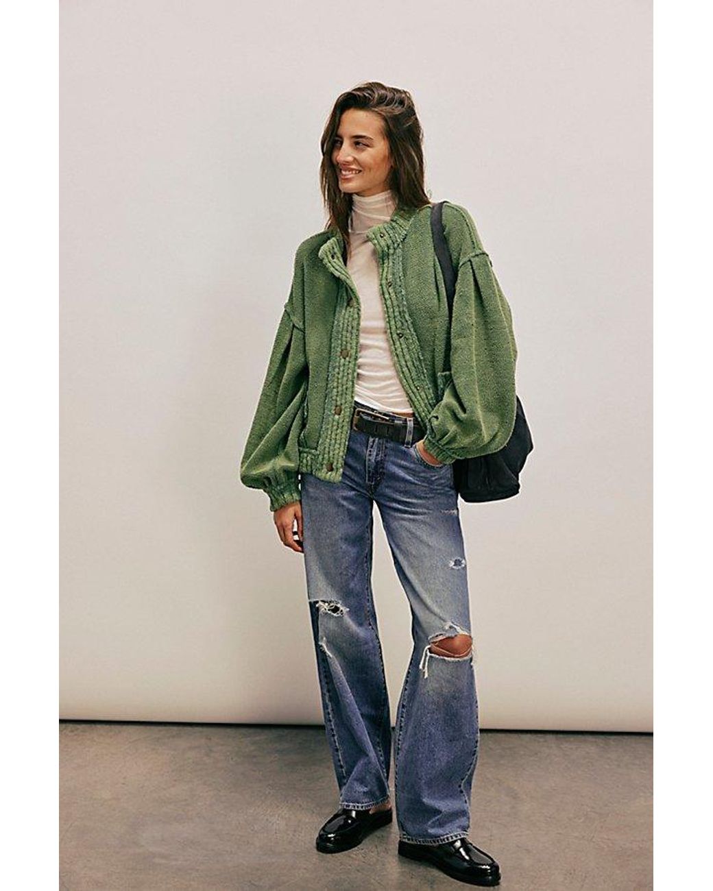 Free People Green Cozy In This Cardi