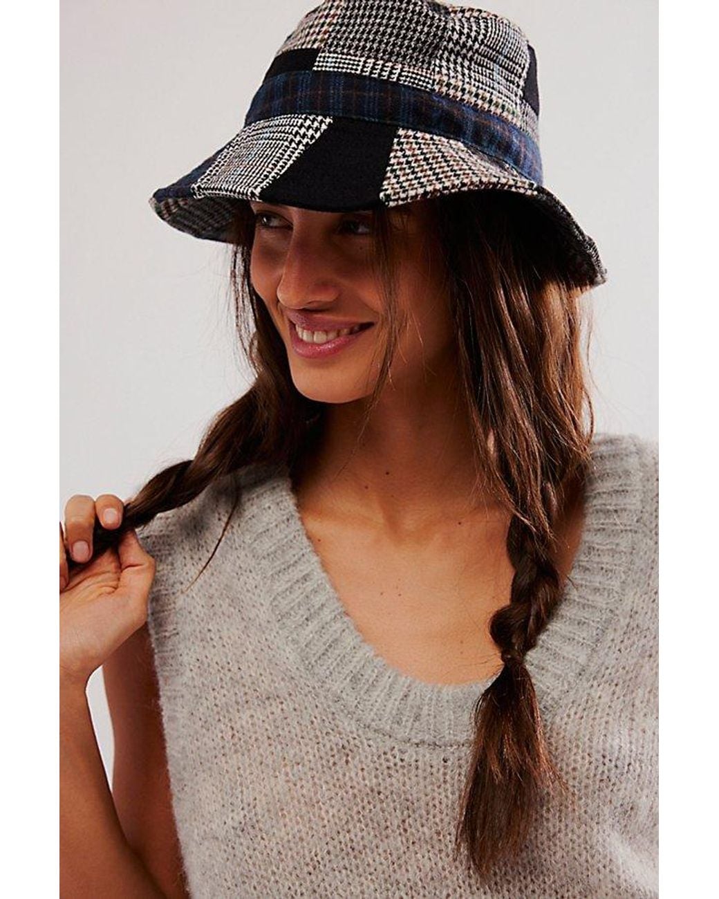 Free People Black Patched Up Bucket Hat