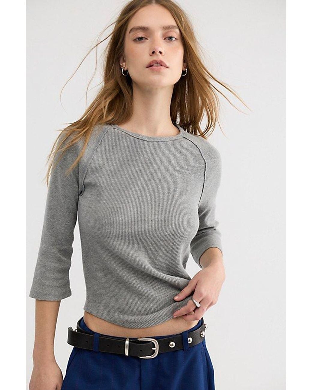 Free People Brown We The Free Easy Does It Three-Quarter Sleeve Top