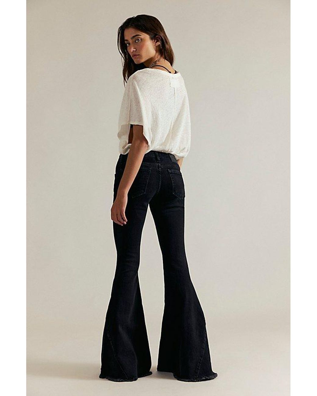 Free People Natural Emre Low-Rise Flare Jeans