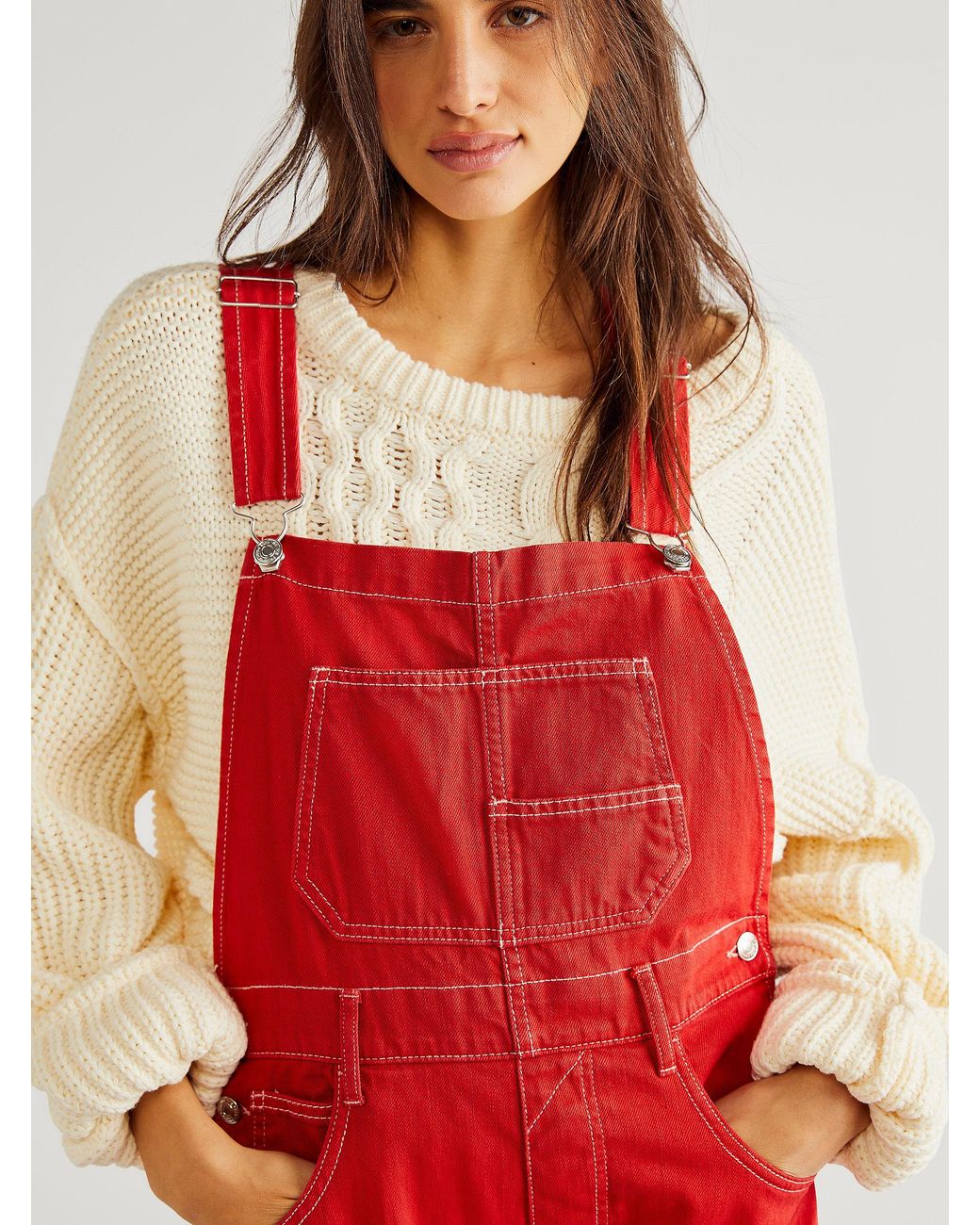 Red clearance denim overalls