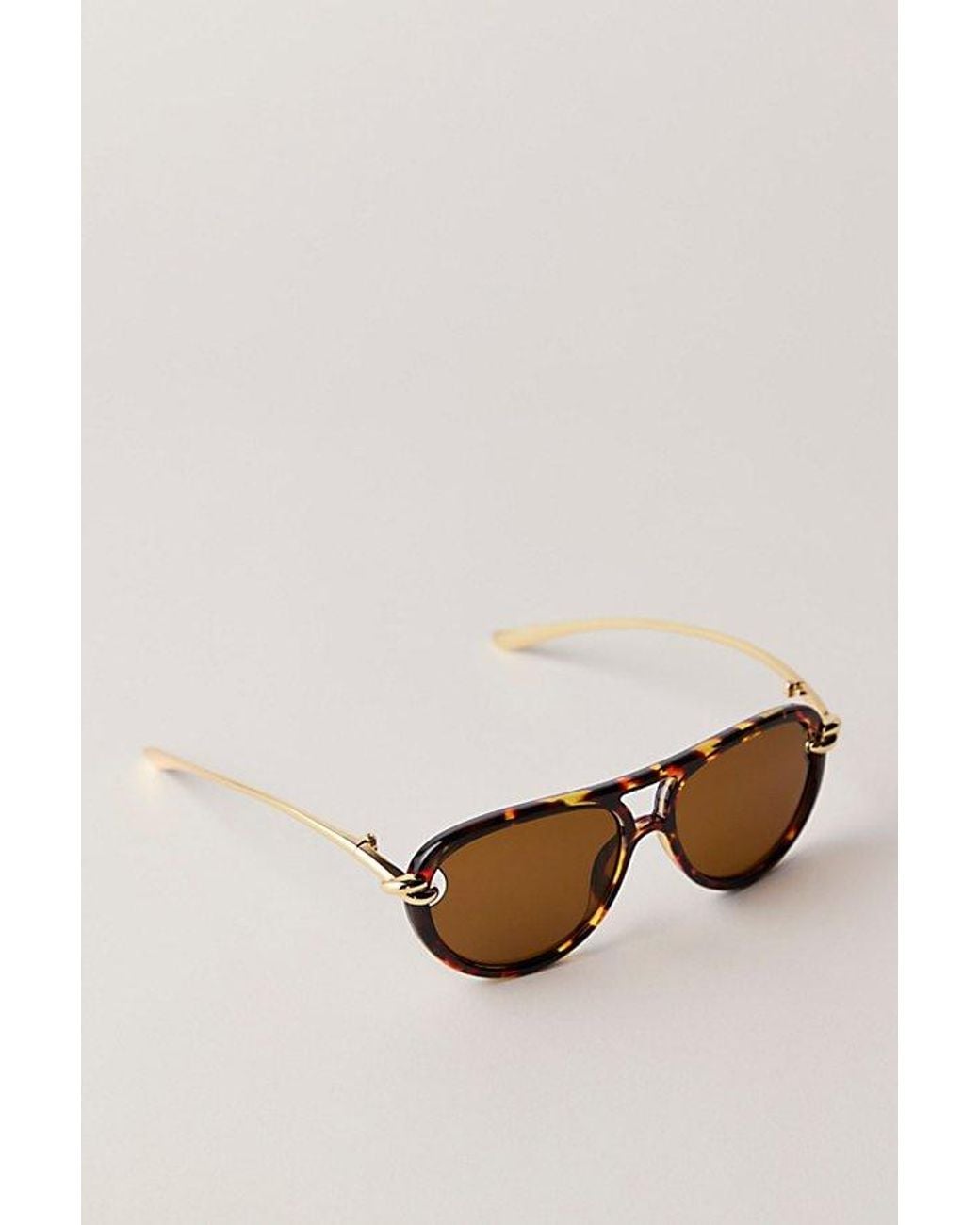 Free People Brown Solline Aviator Sunglasses