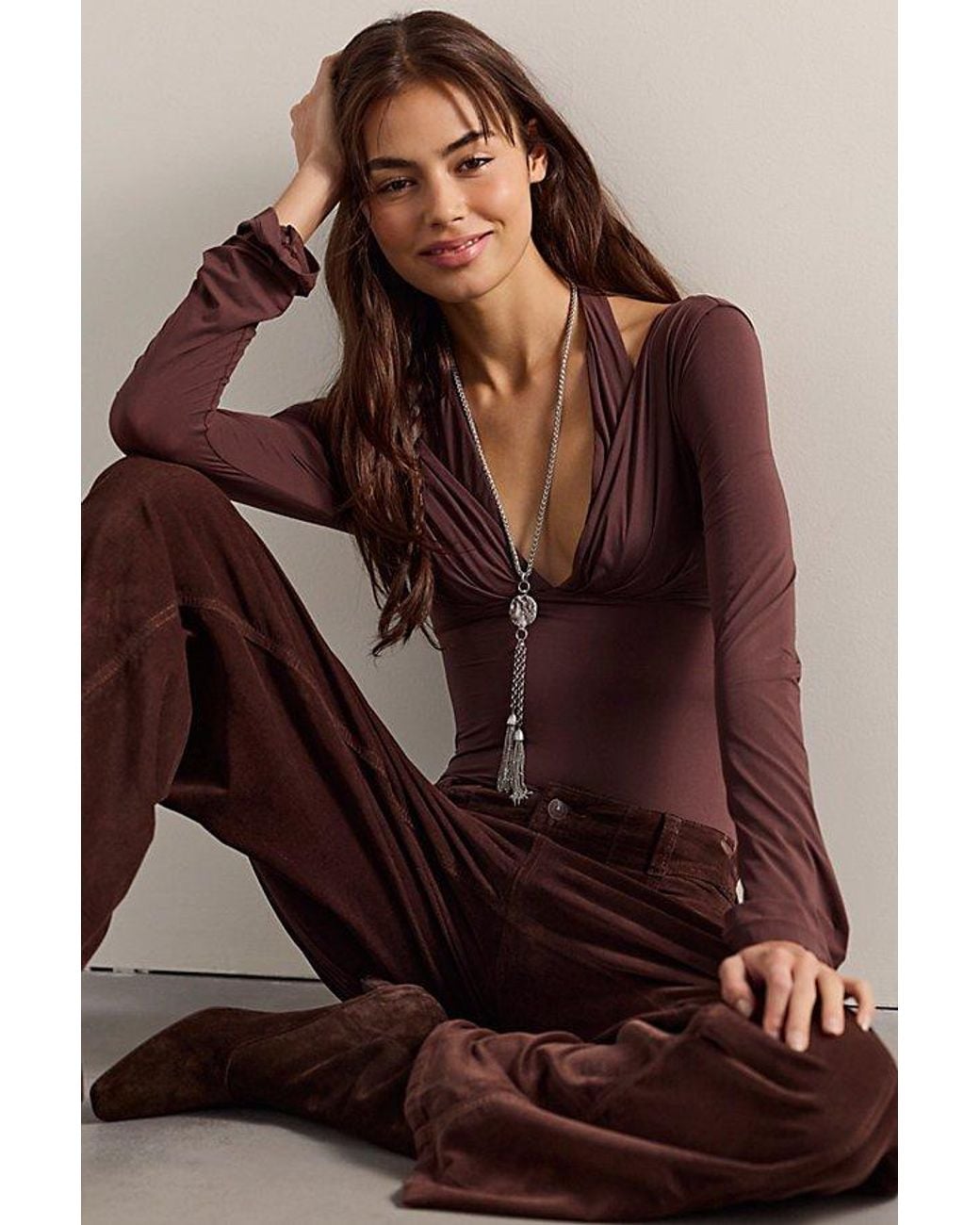 Intimately By Free People Brown Date Night Duo Bodysuit By