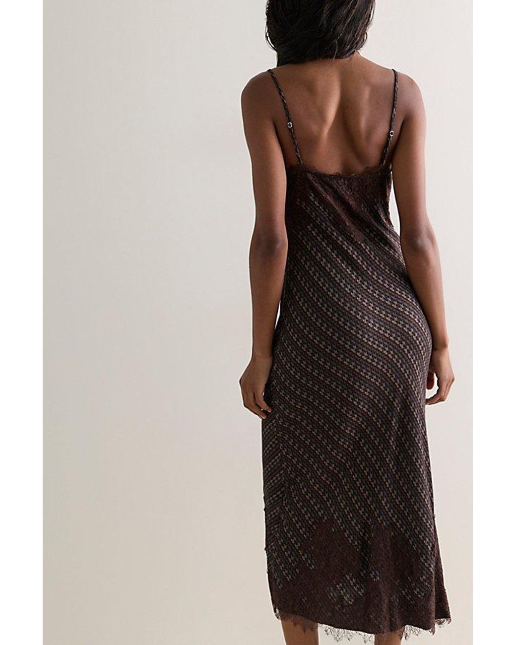 Intimately By Free People Black Check Me Out Column Slip Dress By