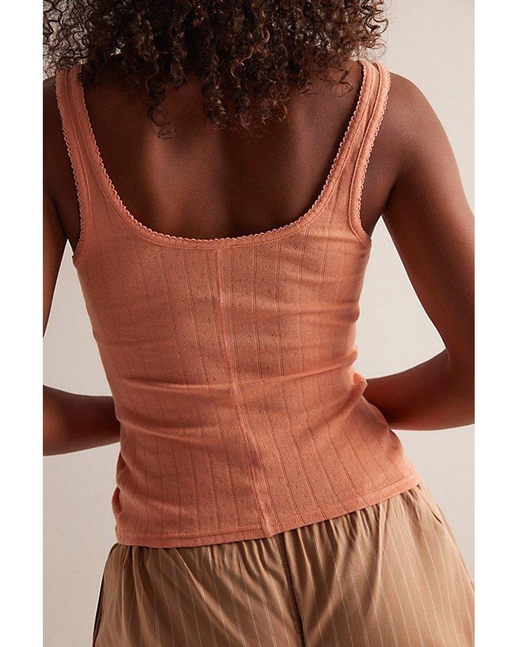 Intimately By Free People Brown End Game Pointelle Tank Top By