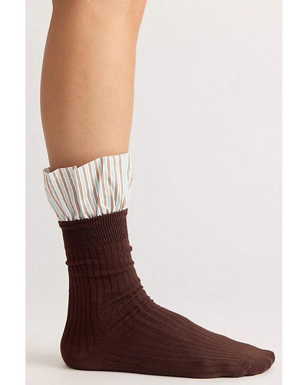 High Heel Jungle Black Lauren Pinstripe Cuff Socks By