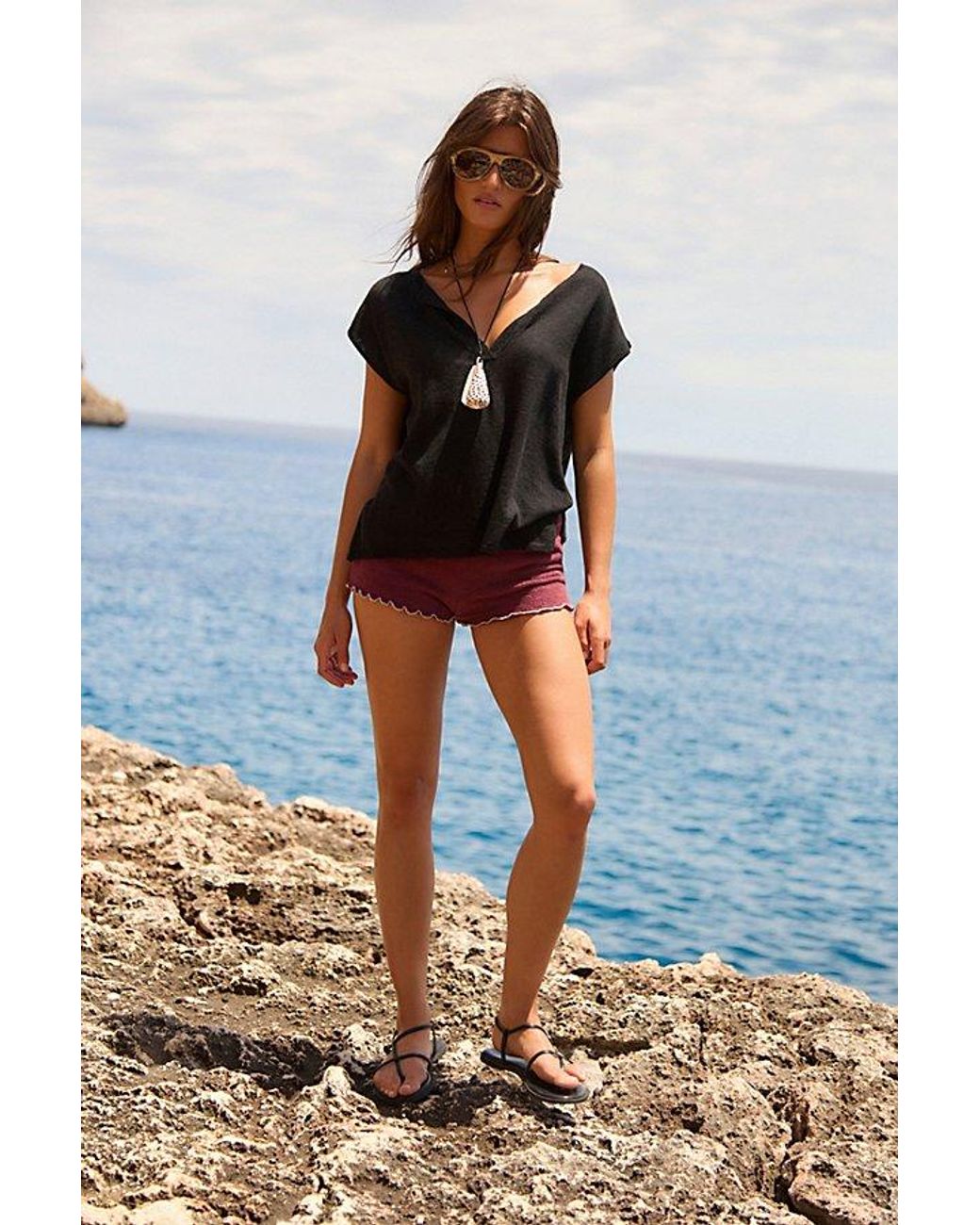 free-est Black Marina Del Sol Sweater Top By