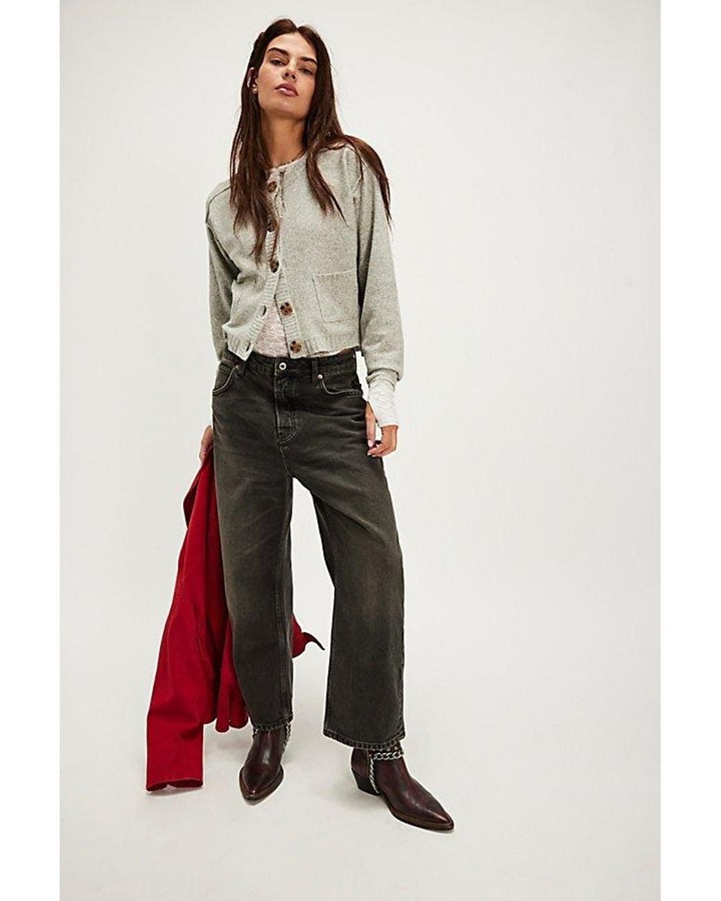 Free People White Deep Trance Dropped Boyfriend Jeans